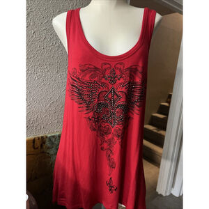 2xl Women’s Red Cutout Tank Top Angel Wings Nwt